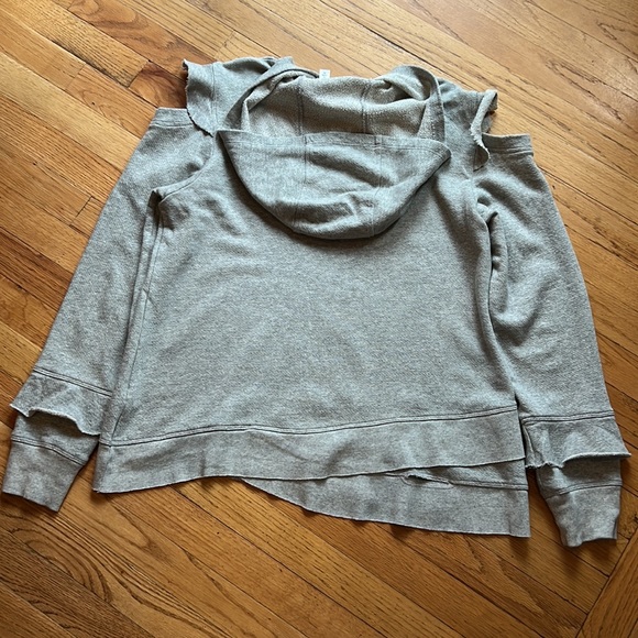 Ruffled Cold-Shoulder Distressed Hoodie w/cut outs from Wilt via ANTHROPOLOGIE - Picture 6 of 7